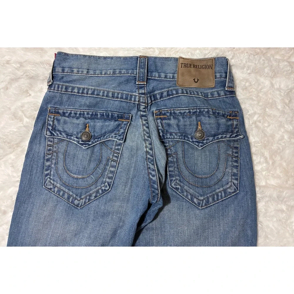 True Religion Ricky Relaxed Straight Leg Jeans Mens 28 Medium Wash Blue Denim